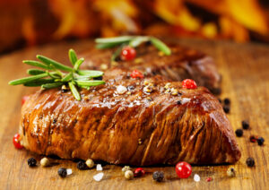 grilled meat with rosemary